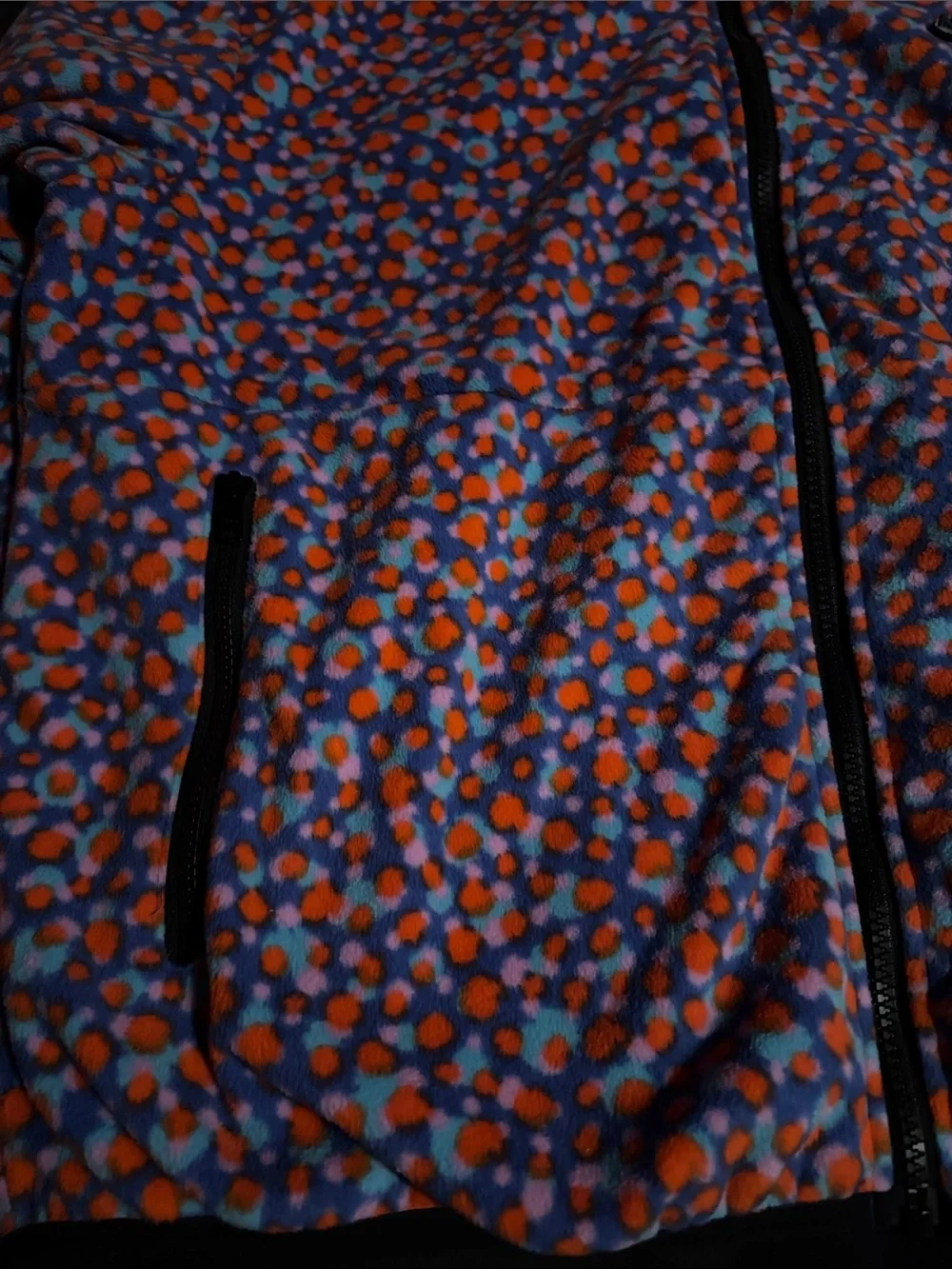 Nike Men's Med Polka Dot Patterned Full-Zip Fleece Jacket Zip Pockets Warm Layer